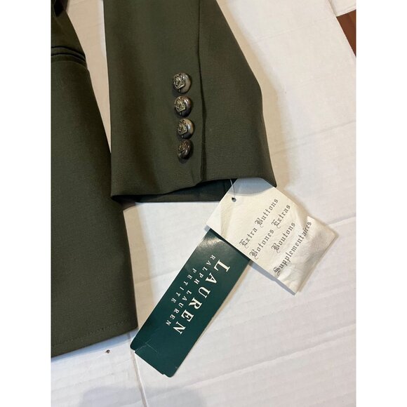 VTG-NWT-Ralph Lauren Women equestrian buttons blazer jacket wool Olive Green 14P - Picture 7 of 16